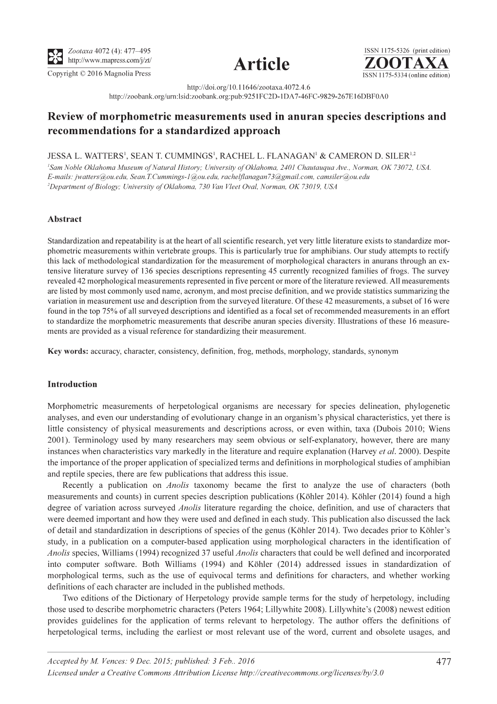 Review of Morphometric Measurements Used in Anuran Species Descriptions and Recommendations for a Standardized Approach