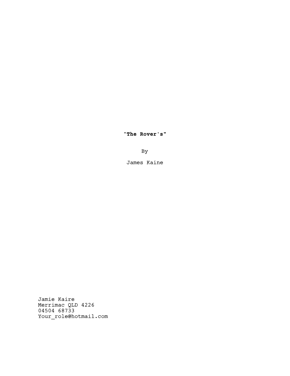 The Rover's.Fdx Script