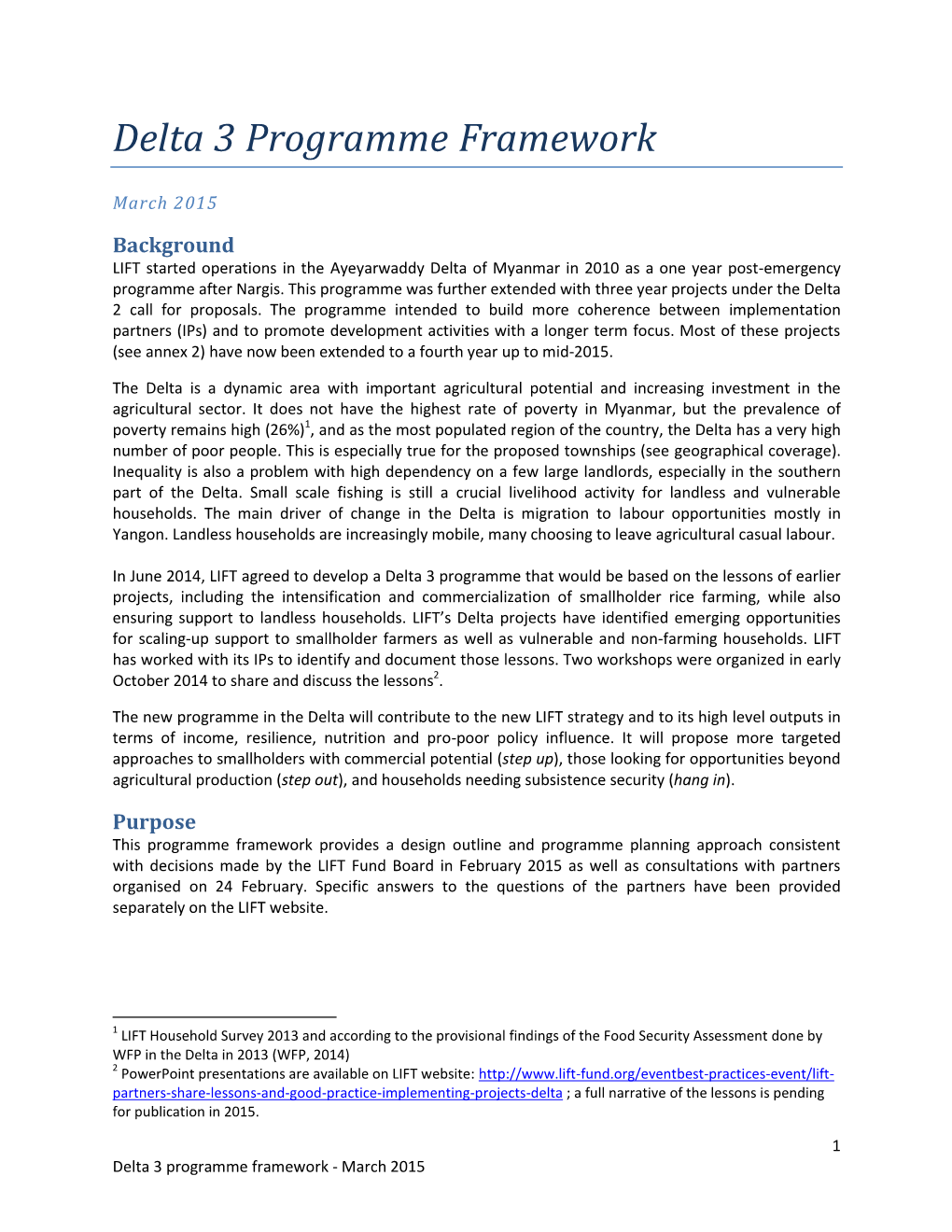 Delta 3 Programme Framework