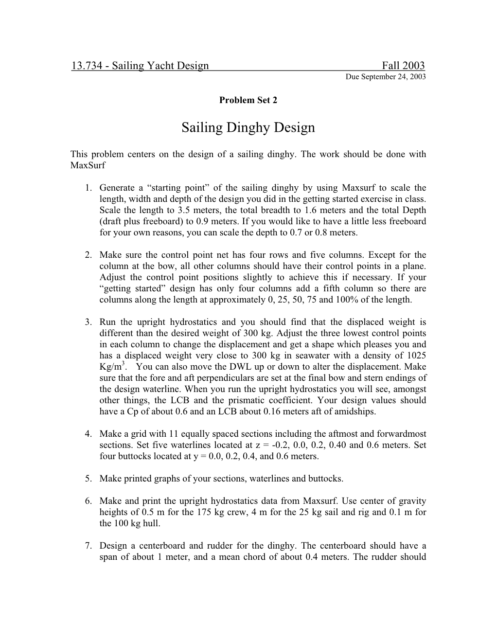 Sailing Vessel Design – Spring 2002