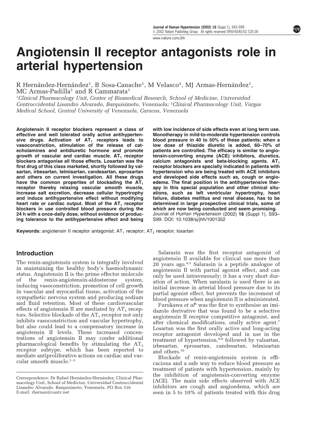 Angiotensin II Receptor Antagonists Role in Arterial Hypertension