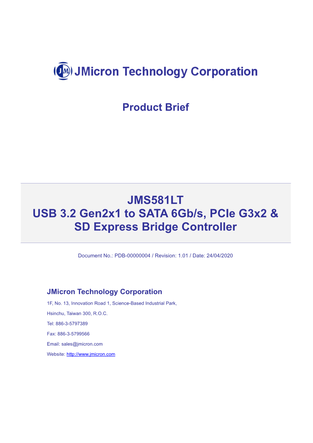 JMS581LT USB 3.2 Gen2x1 to SATA 6Gb/S, Pcie G3x2 & SD