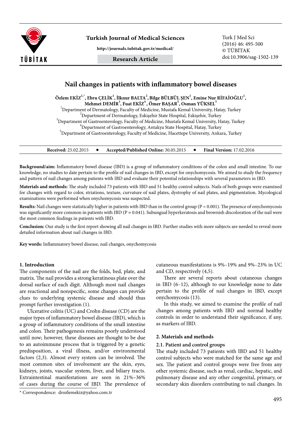 Nail Changes in Patients with Inflammatory Bowel Diseases