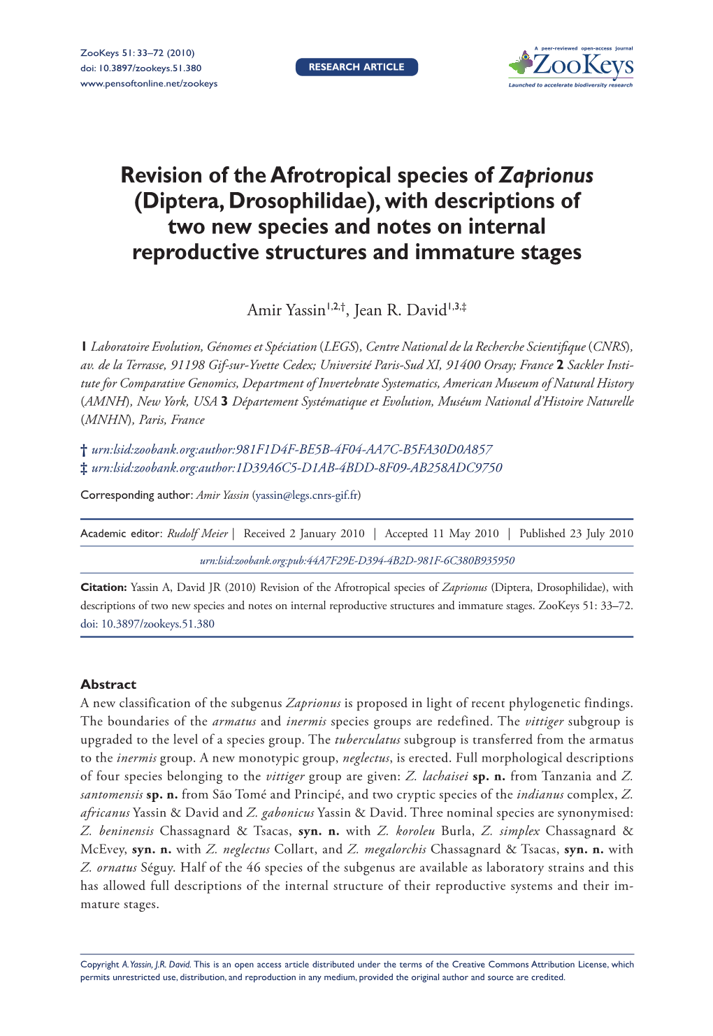 Diptera, Drosophilidae), with Descriptions