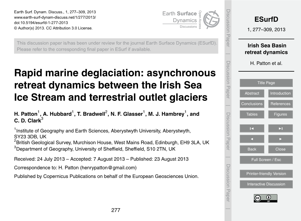 Irish Sea Basin Retreat Dynamics 2 Geomorphological Mapping Results H