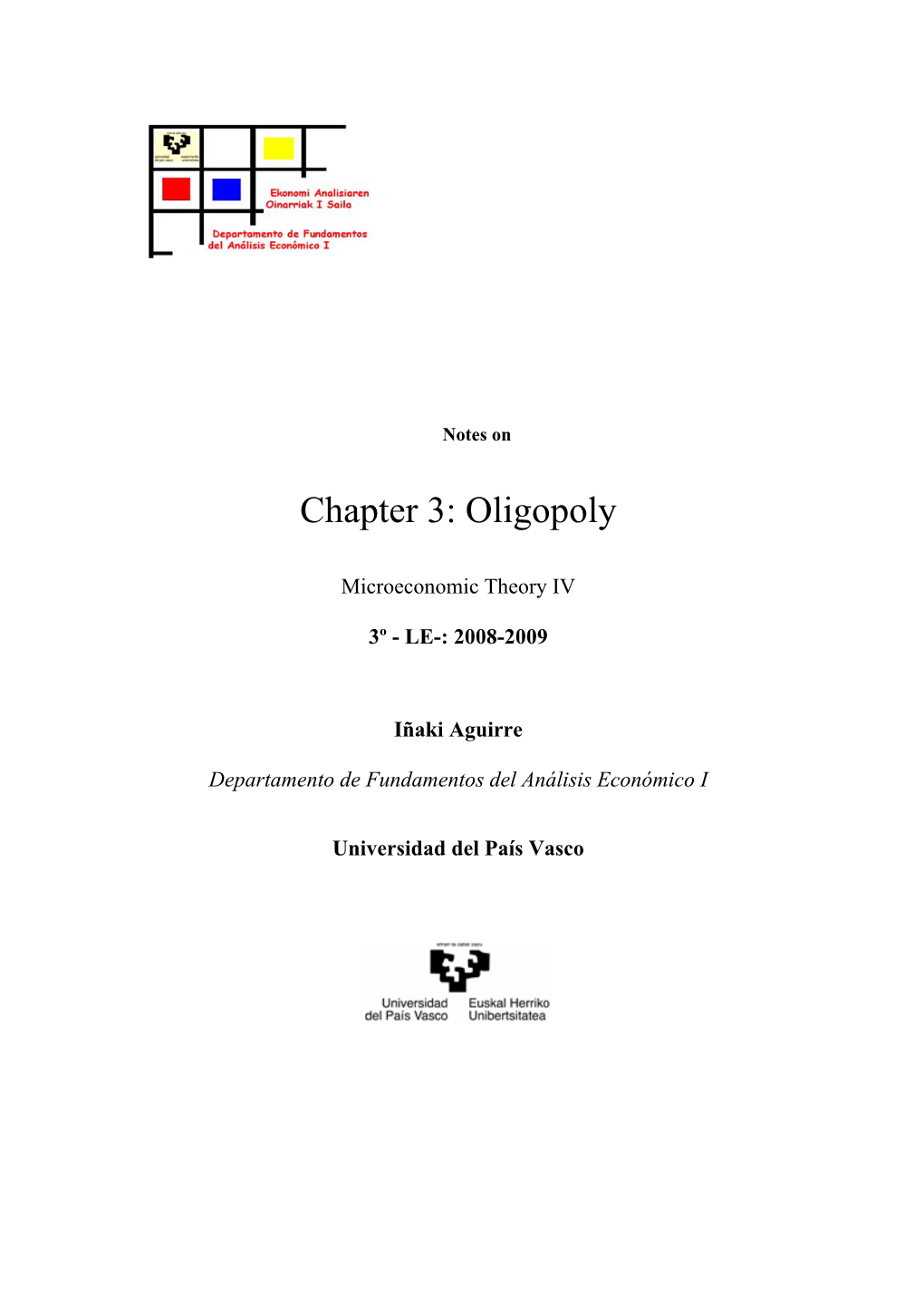 Chapter 3: Oligopoly