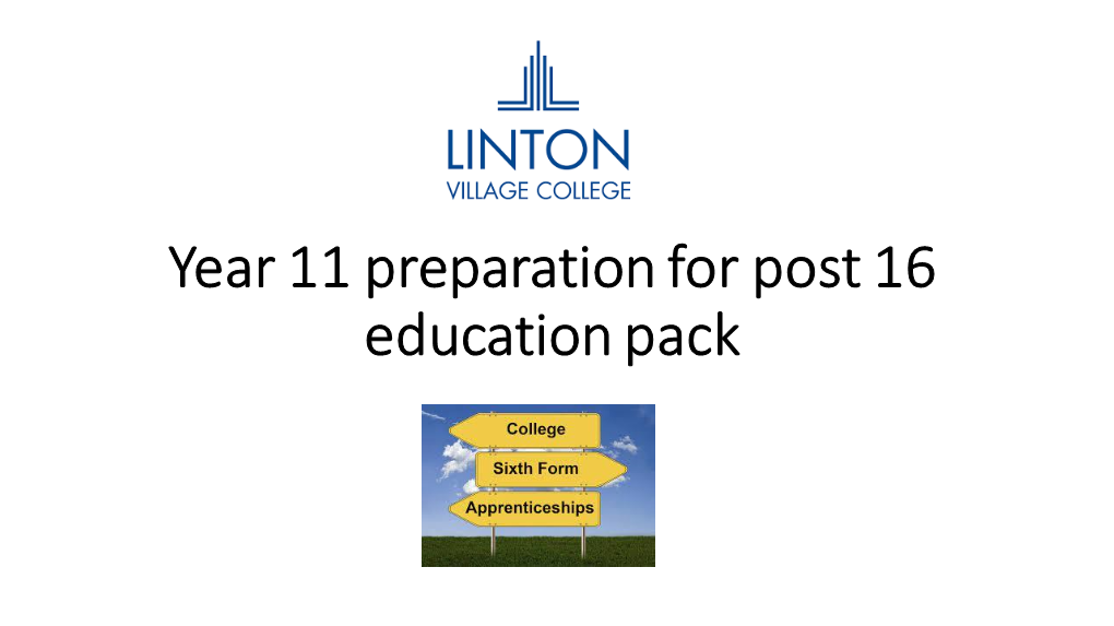 Post 16 Preparation Pack May 2021