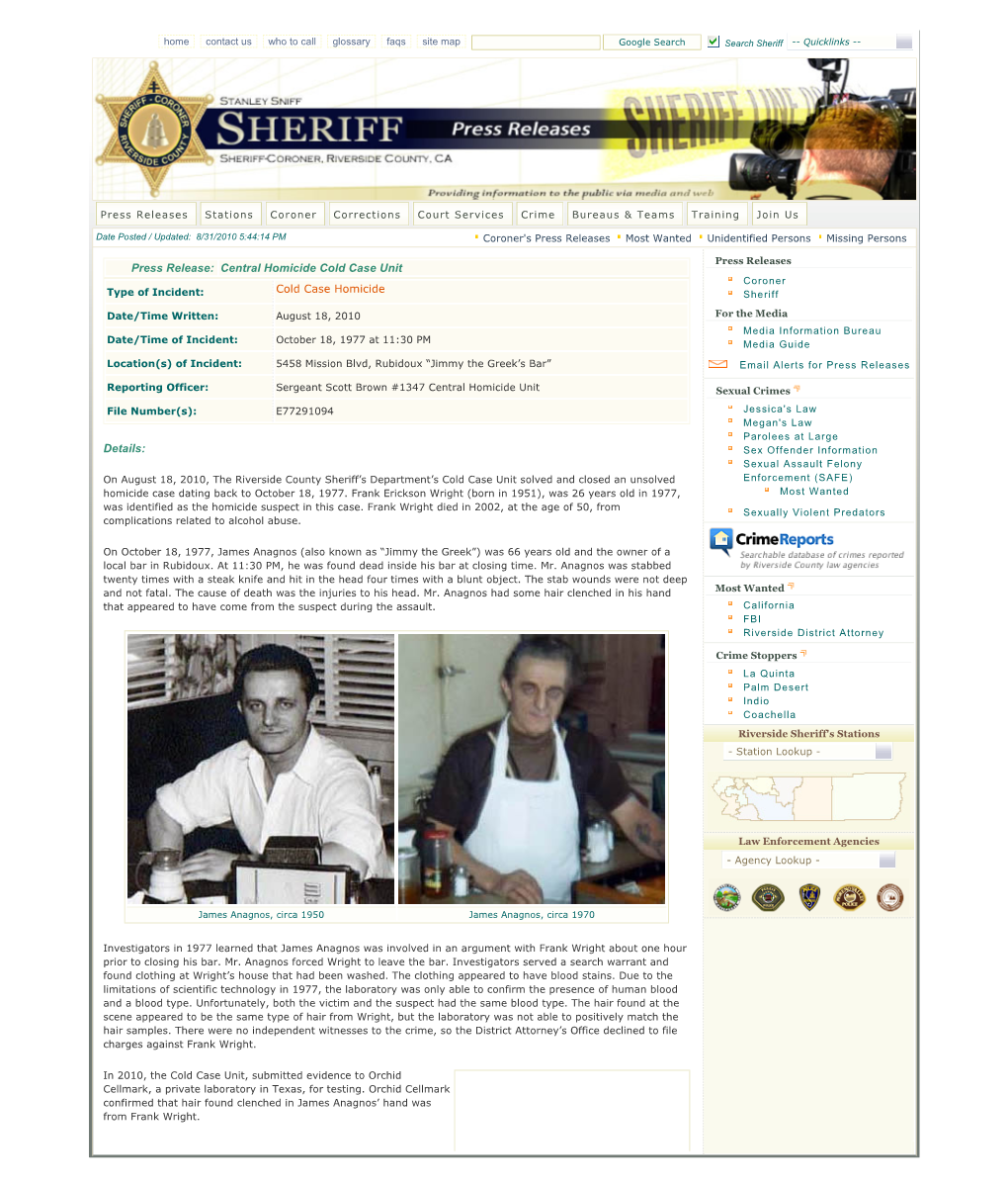 Page 1 of 2 :: Sheriff-Coroner :: Riverside County, California