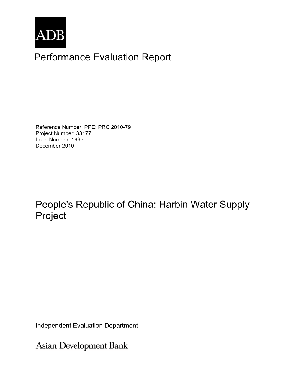 People's Republic of China: Harbin Water Supply Project