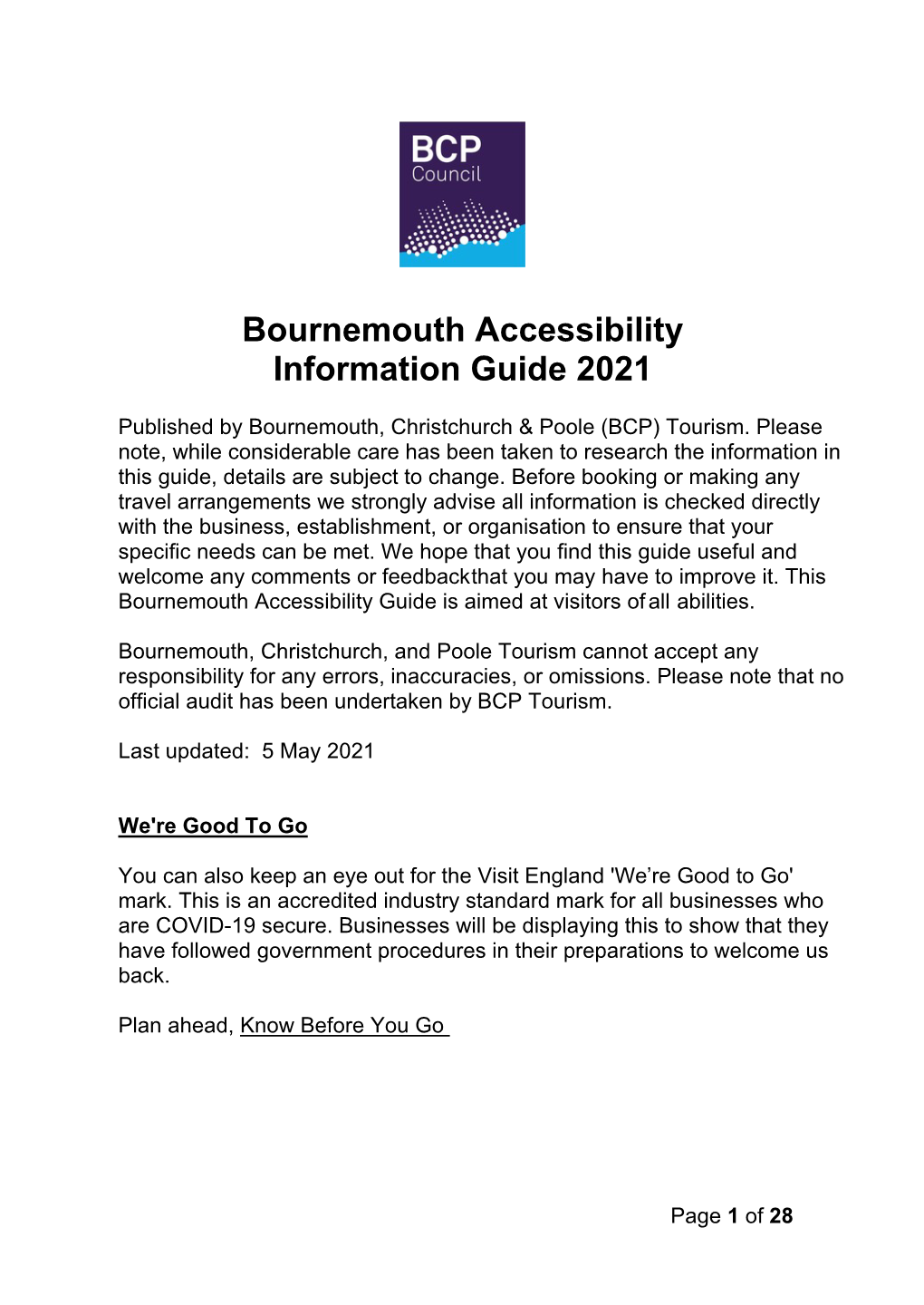 Bournemouth Accessibility Information Guide 2021