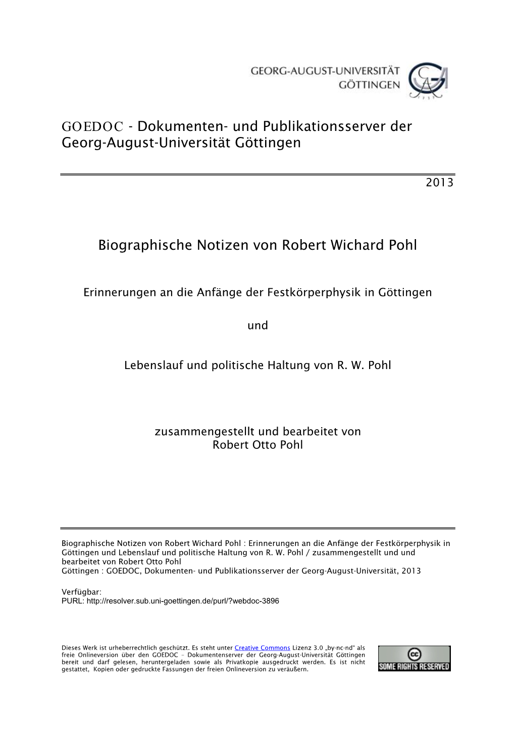 Biographische Notizen Von Robert Wichard Pohl
