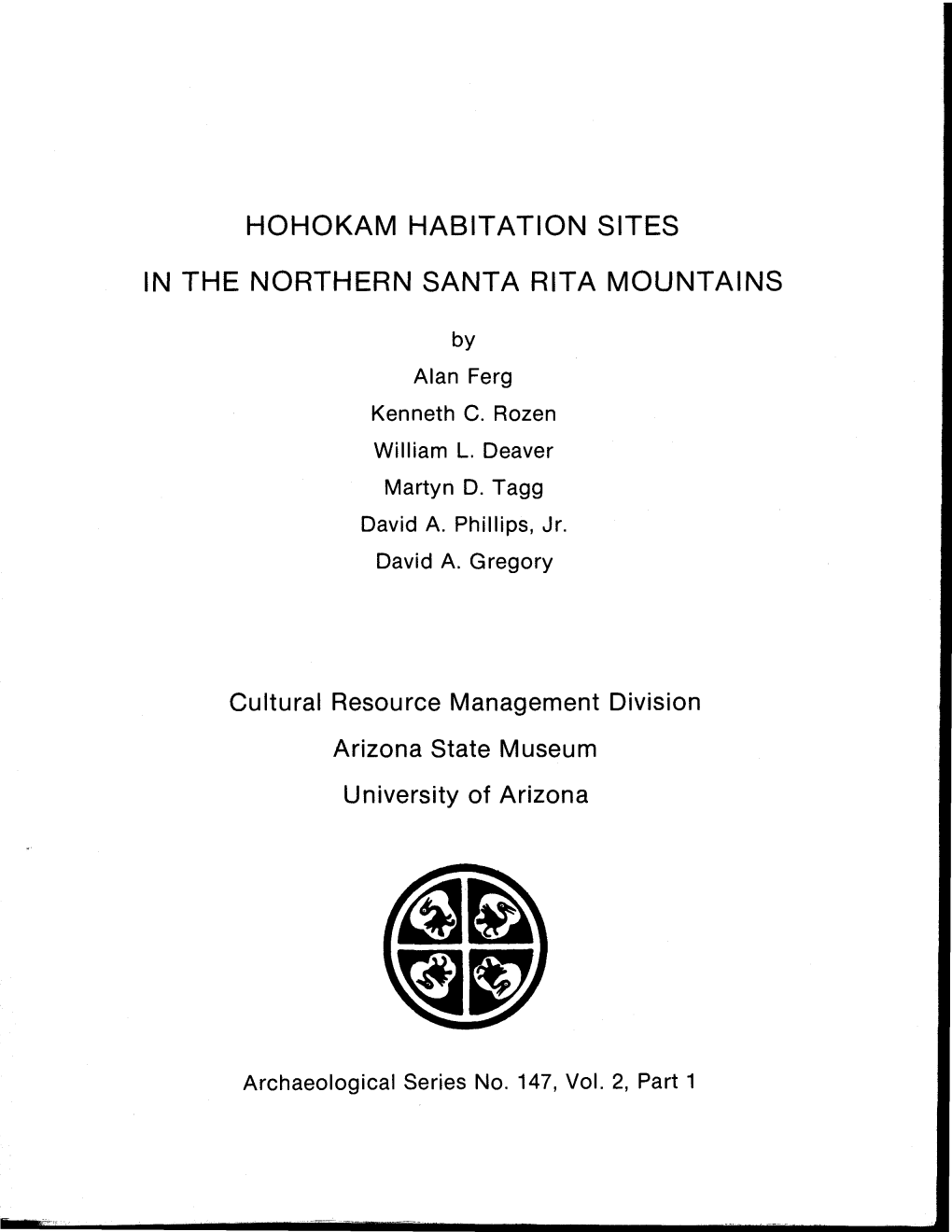 Hohokam Habitation Sites in the Northern Santa Rita Mountains