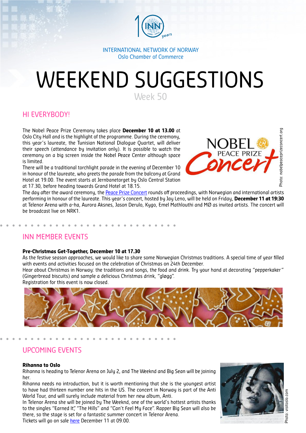 WEEKEND SUGGESTIONS Week 50