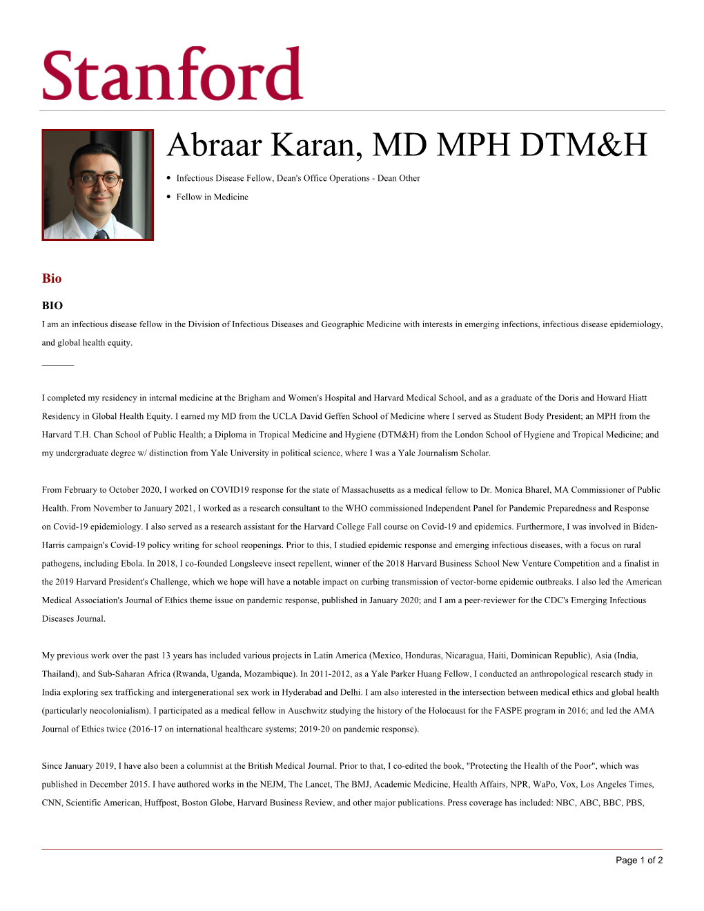 Abraar Karan, MD MPH DTM&H