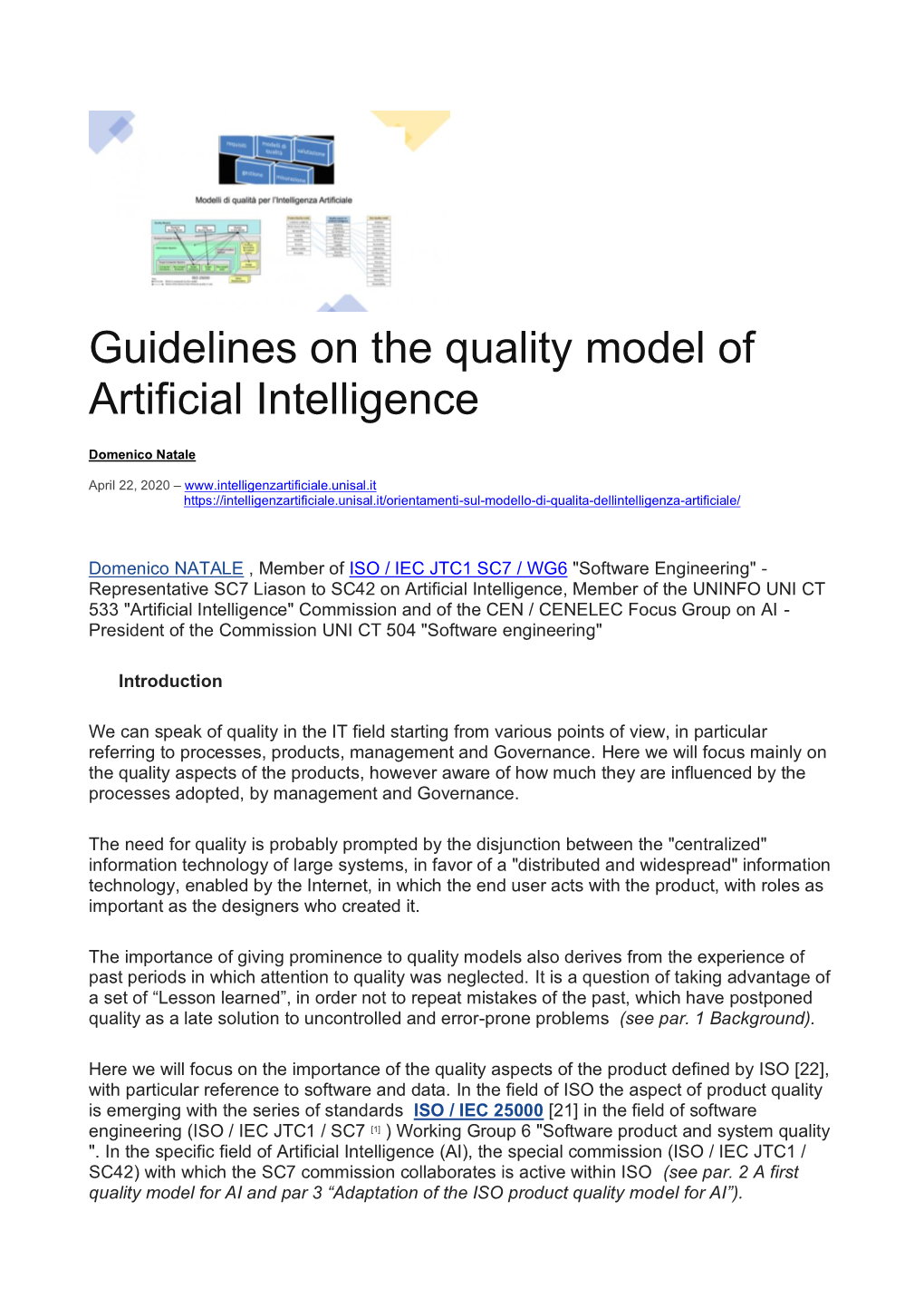 Guidelines on the Quality Model of Artificial Intelligence