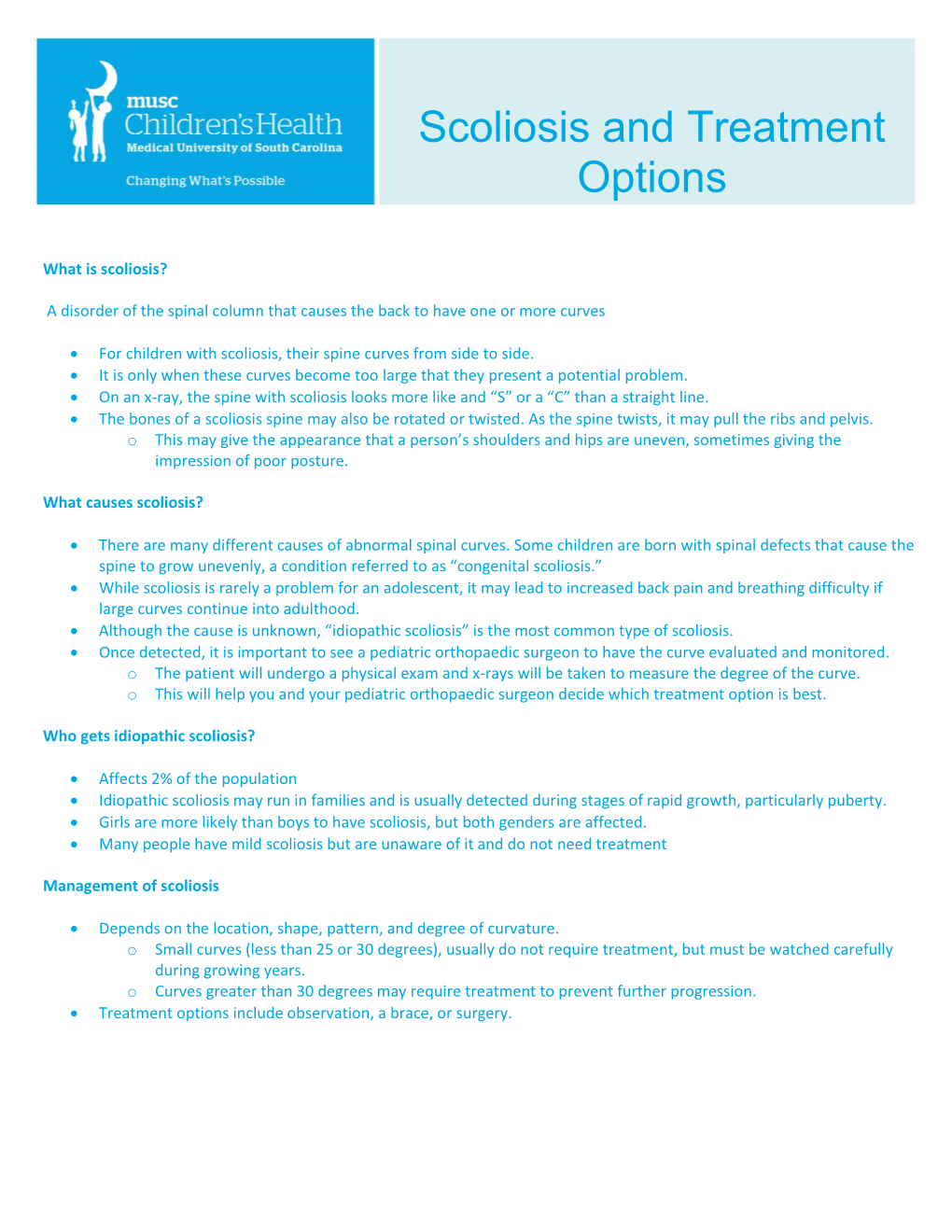 Scoliosis and Treatment Options