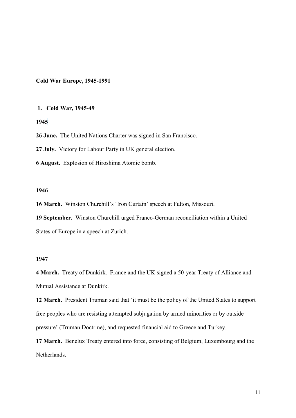 Cold War Europe Chronology of the European Union