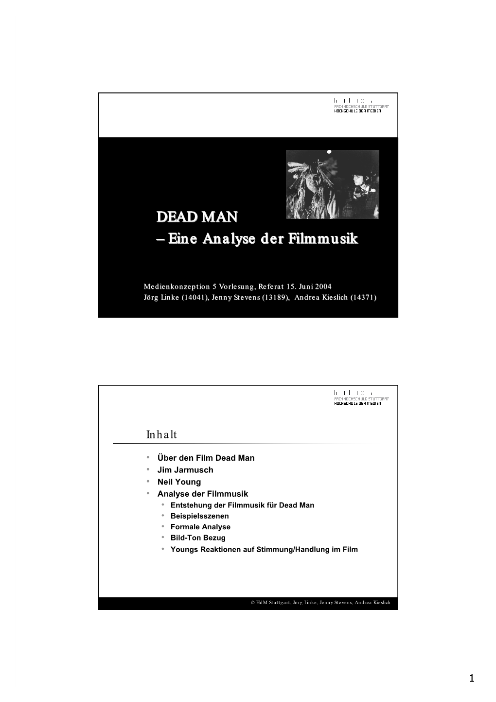 DEAD MAN – Eine Analyse Der Filmmusik