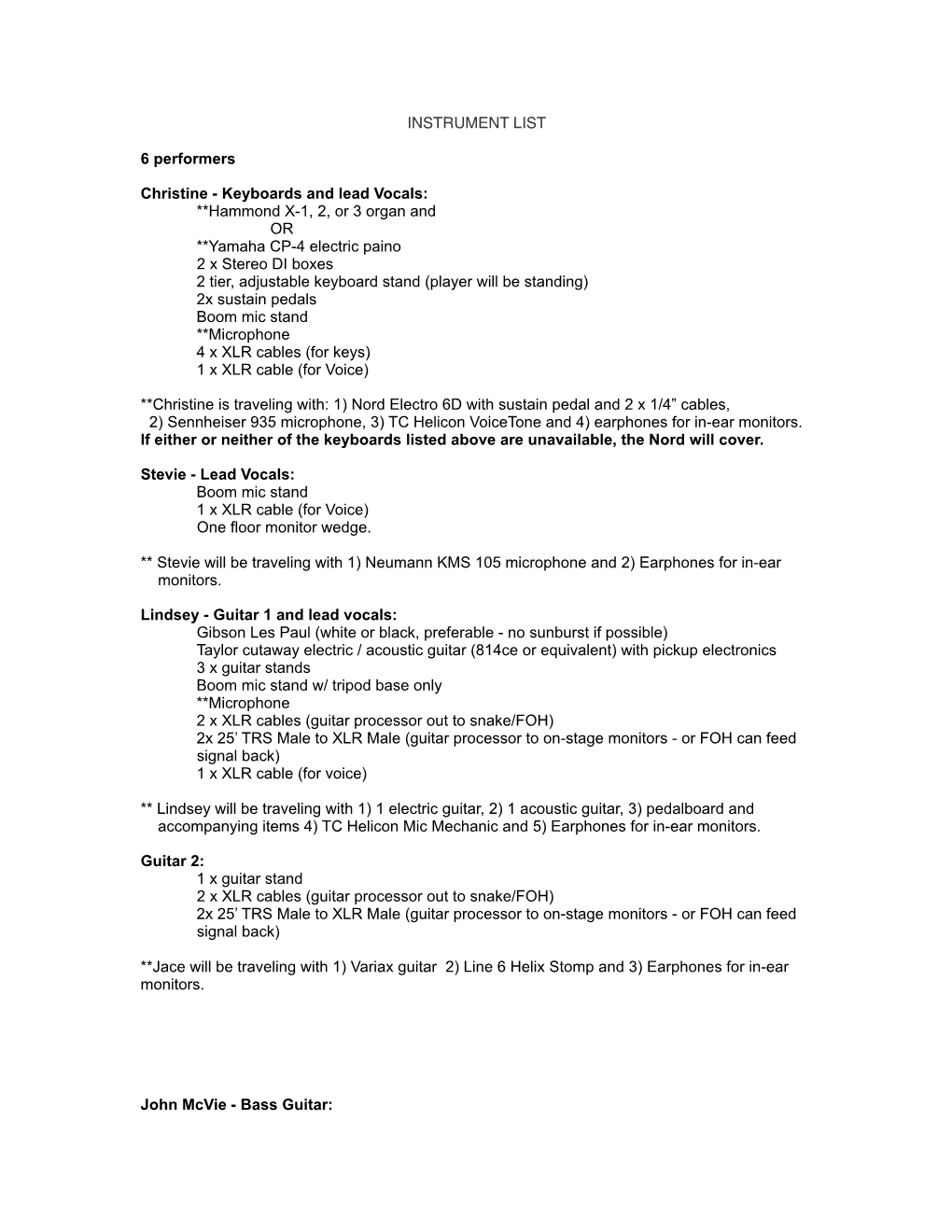 INSTRUMENT LIST for Fly Dates 2020