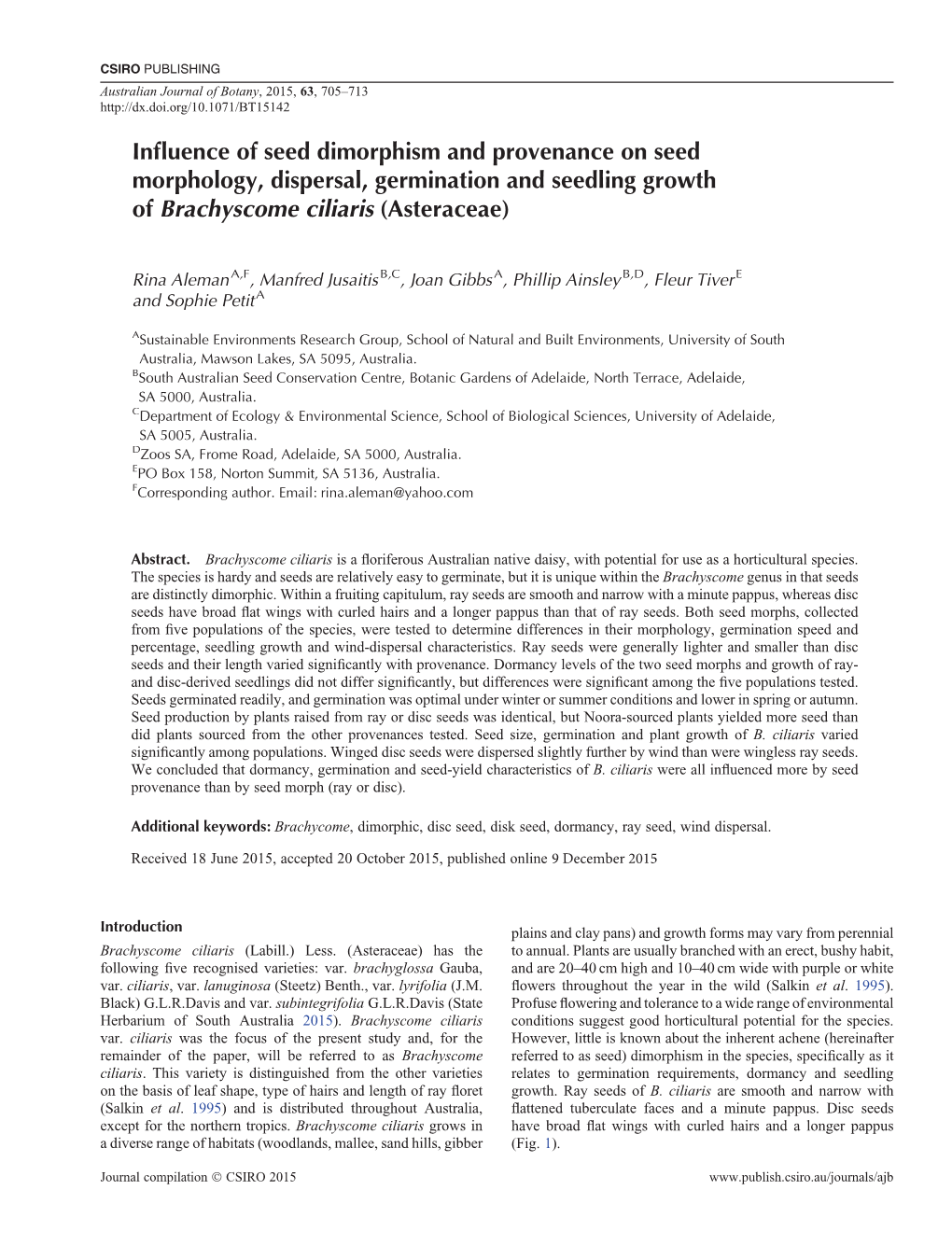 Influence of Seed Dimorphism and Provenance on Seed Morphology