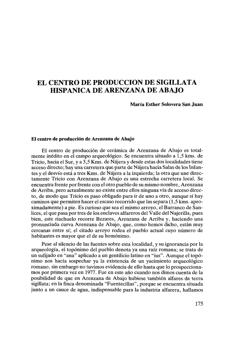 El Centro De Produccion De Sigillata Hispanica De Arenzana De Abajo