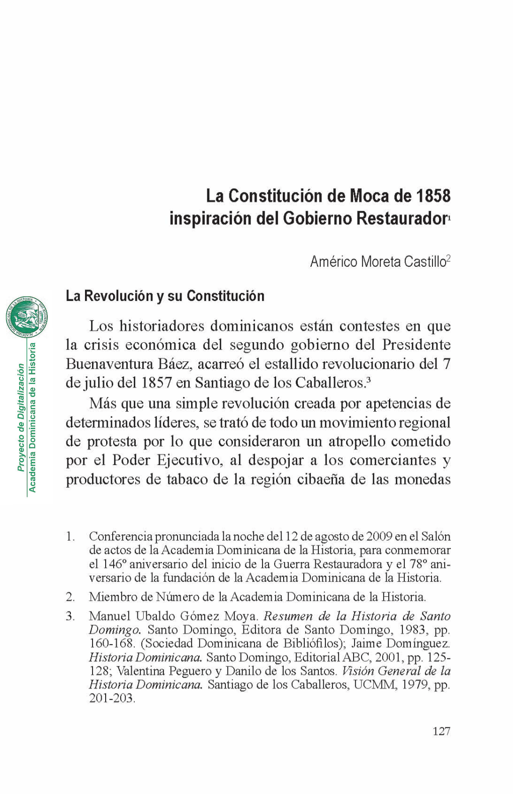 La Constitucion De Moca De 1858 Inspiracion Del Gobierno Restaurador1