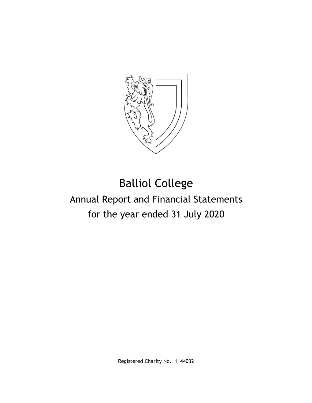 Balliol College Annual Report and Financial Statements for the Year Ended 31 July 2020