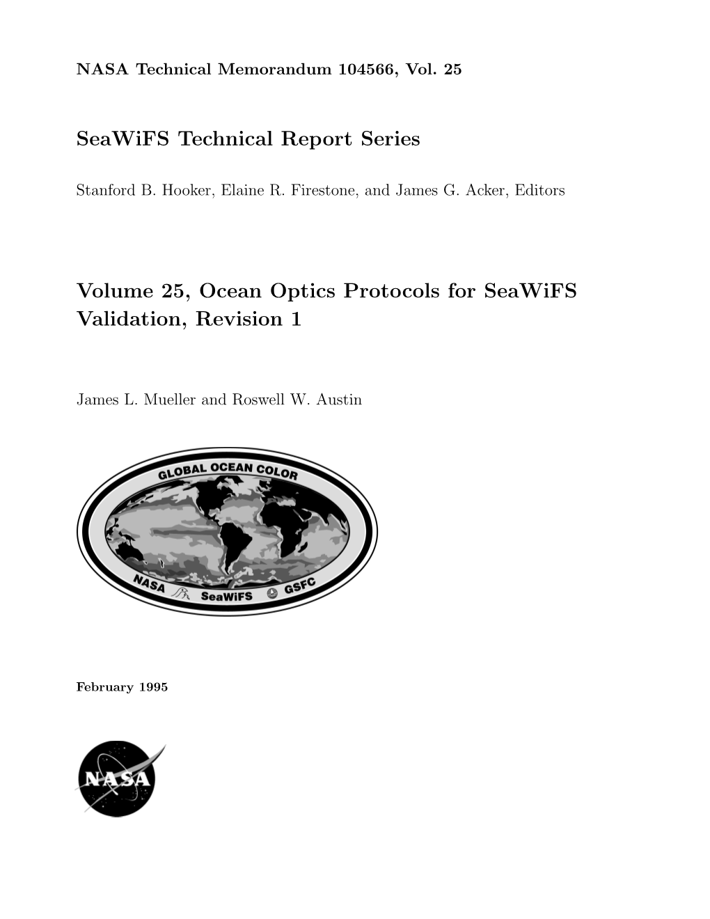 Seawifs Technical Report Series Volume 25, Ocean Optics Protocols