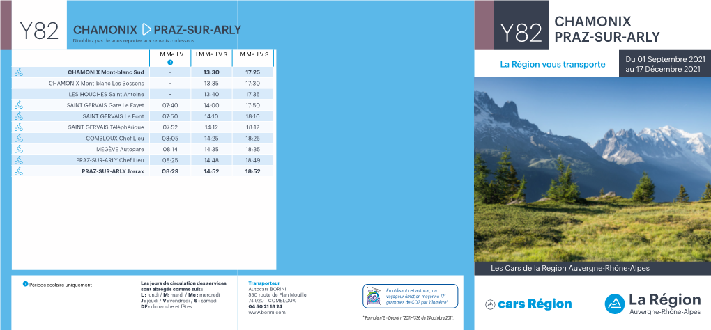 Ligne 82 – Chamonix &lt;&gt; Praz-Sur-Arly