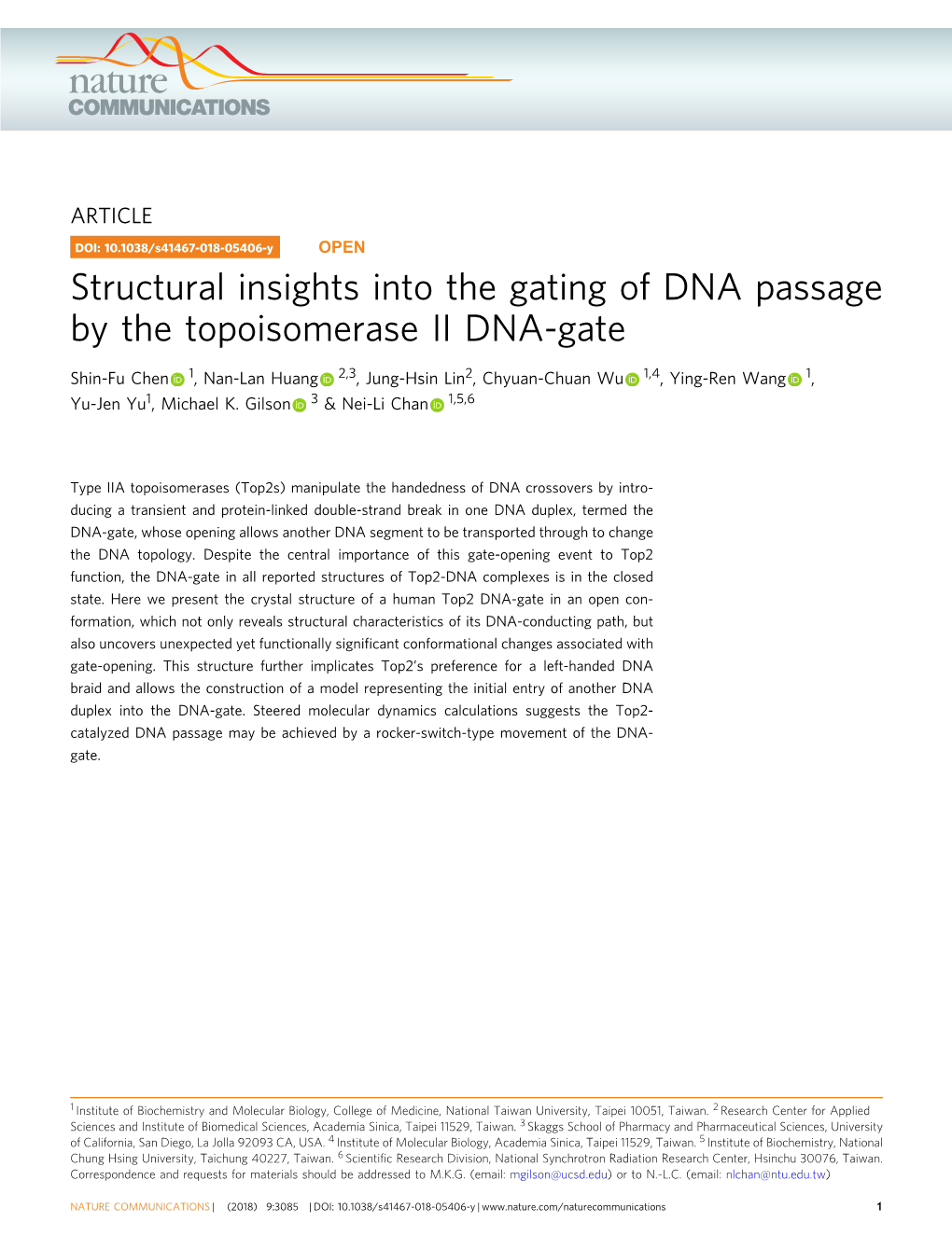 Structural Insights Into the Gating of DNA Passage by the Topoisomerase II DNA-Gate