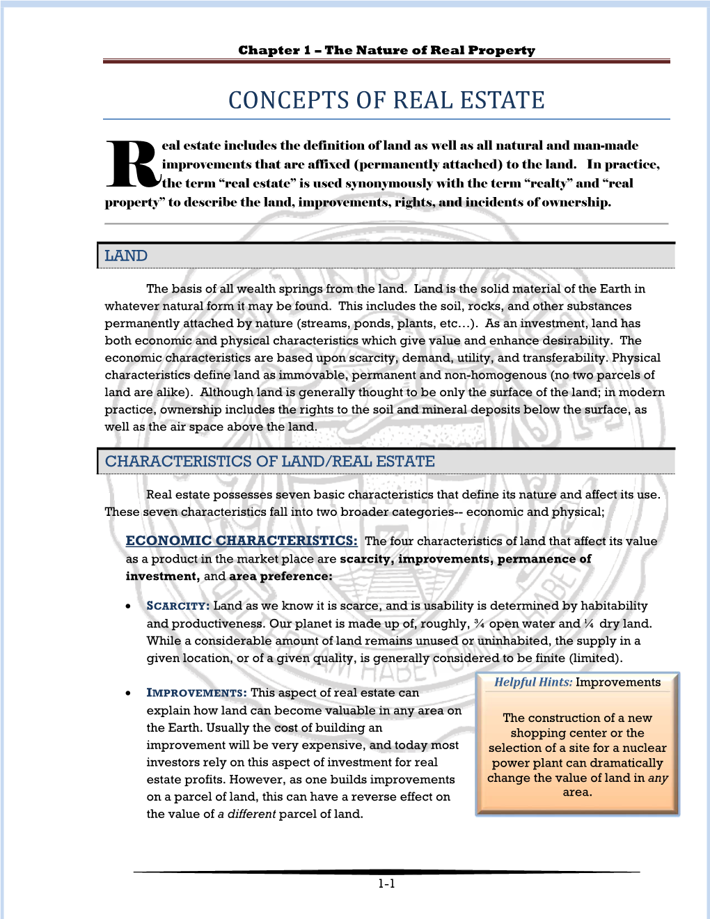 Concepts of Real Estate