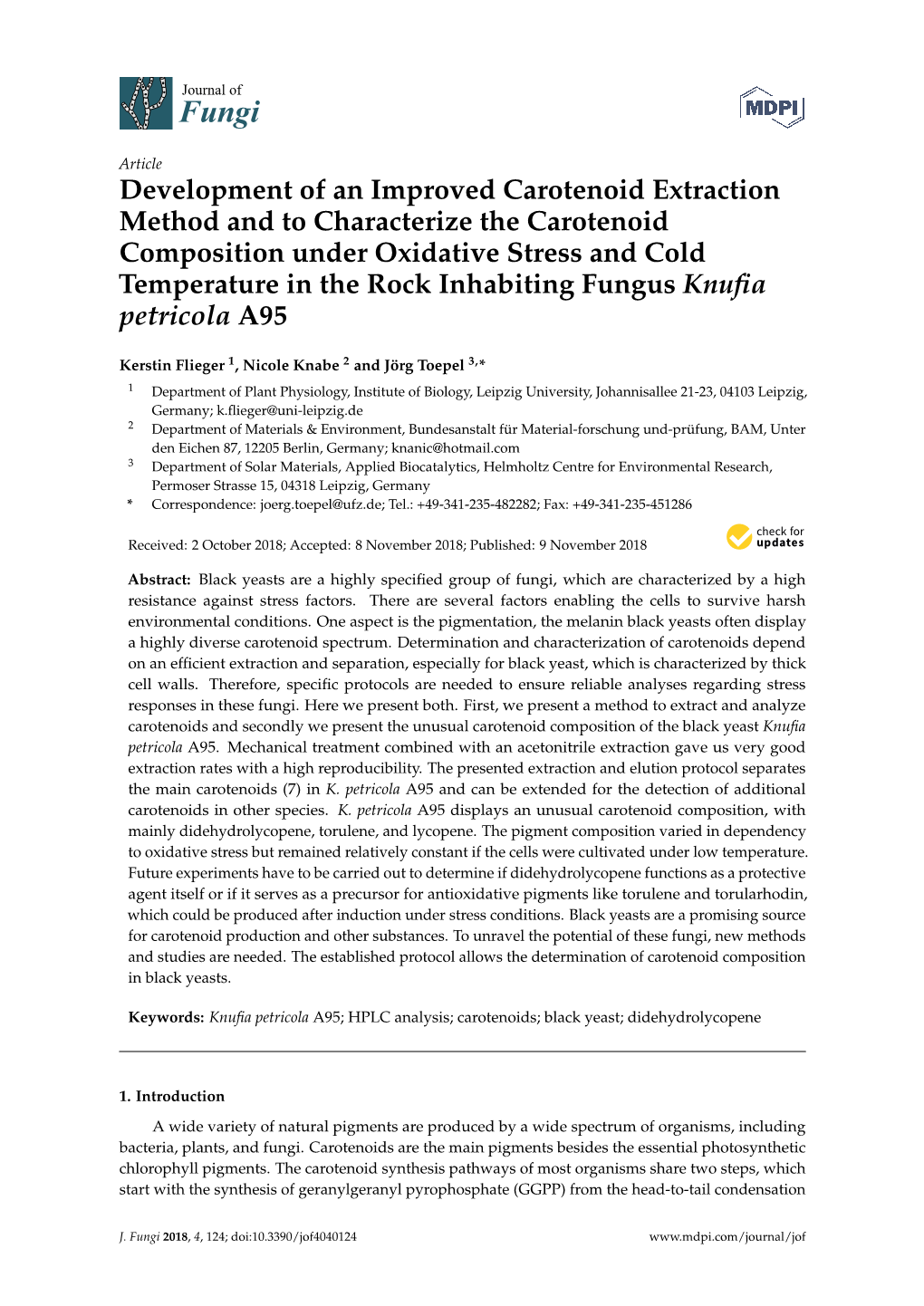 Development of an Improved Carotenoid Extraction Method And