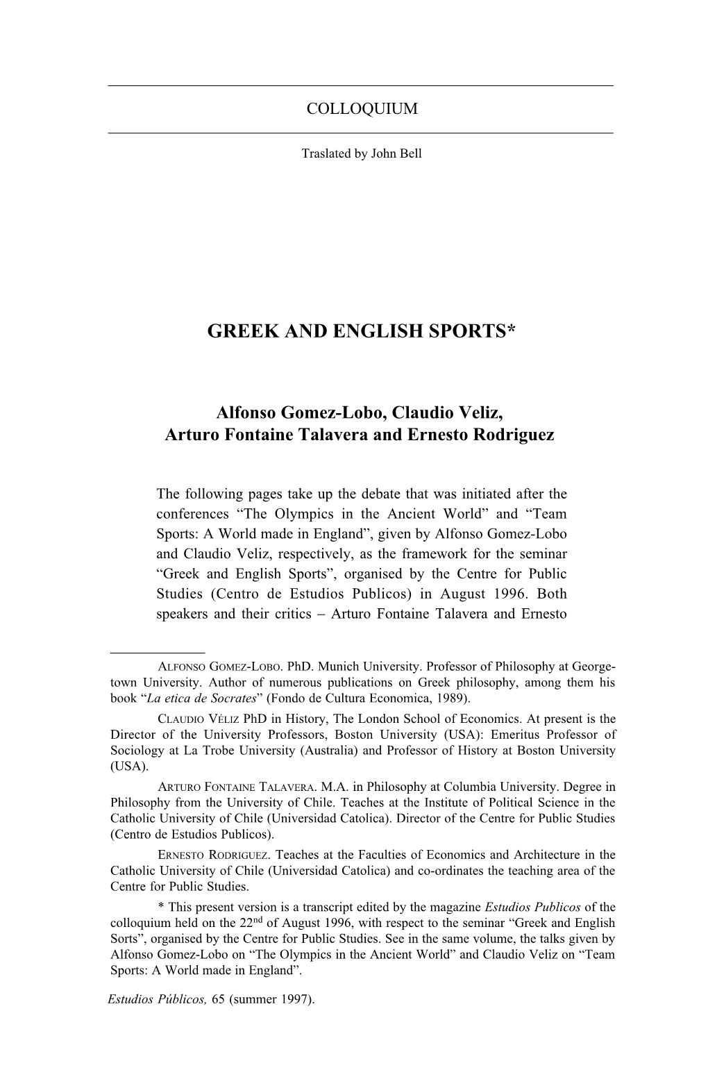 Greek and English Sports*