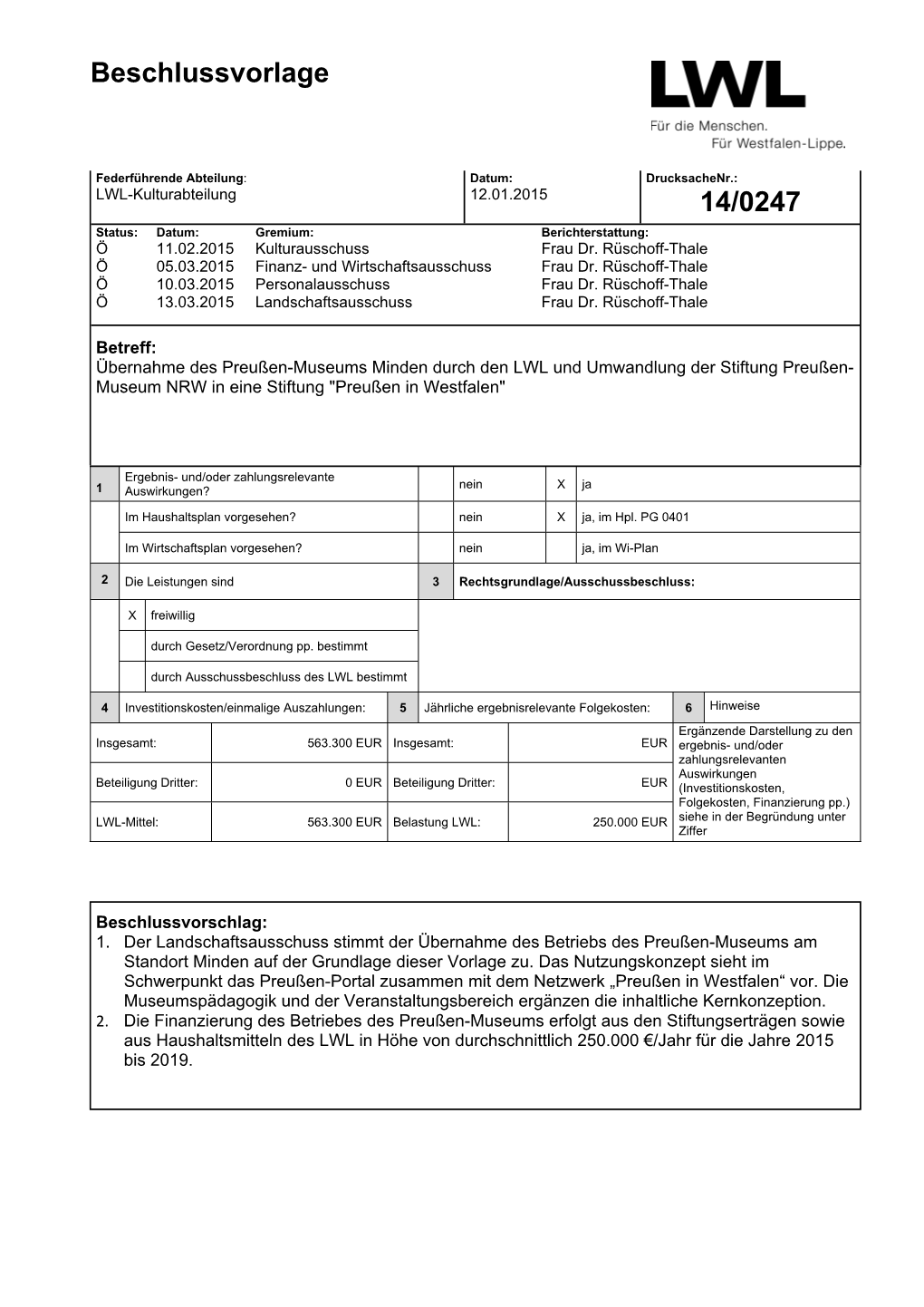 Beschlussvorlage 14/0247