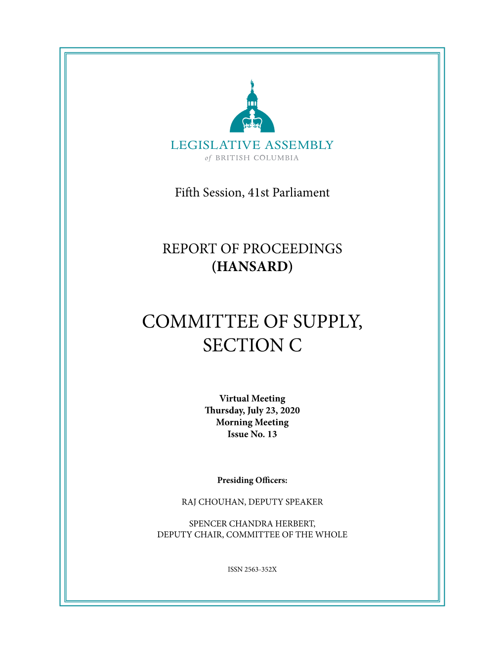 Committee of Supply, Section C