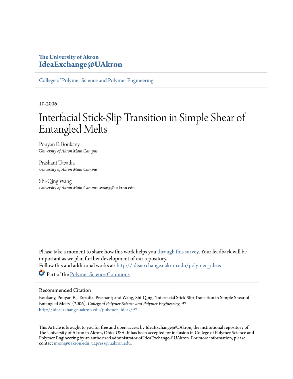 Interfacial Stick-Slip Transition in Simple Shear of Entangled Melts Pouyan E