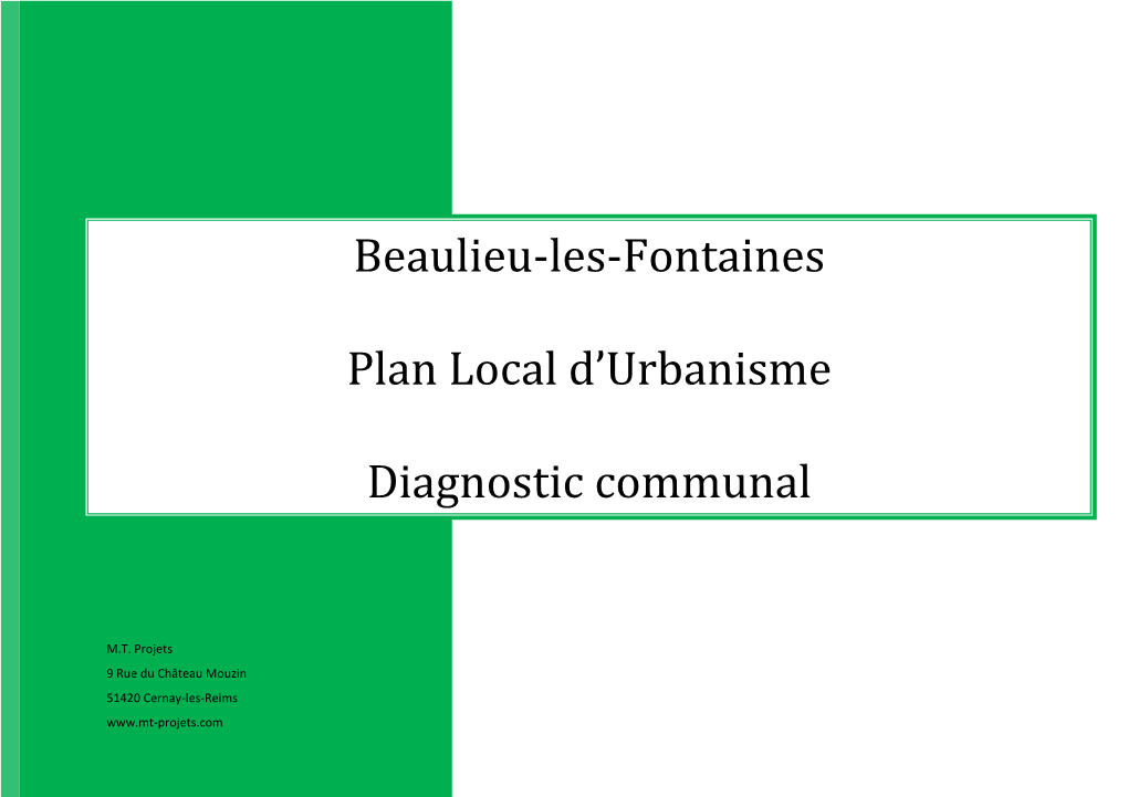 Beaulieu-Les-Fontaines Plan Local D'urbanisme Diagnostic Communal