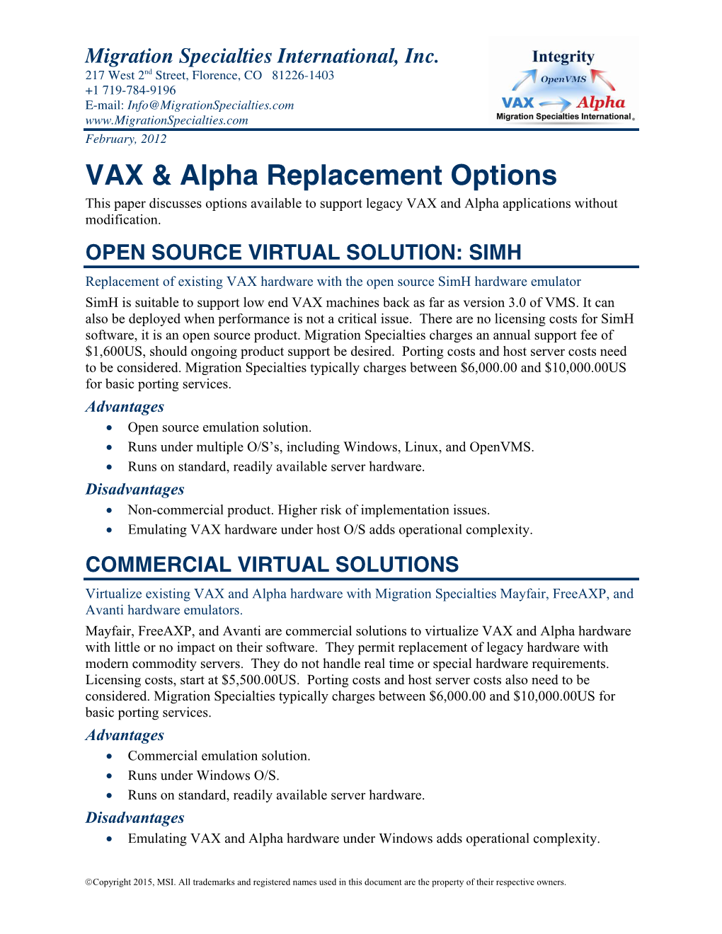 VAX & Alpha Replacement Options