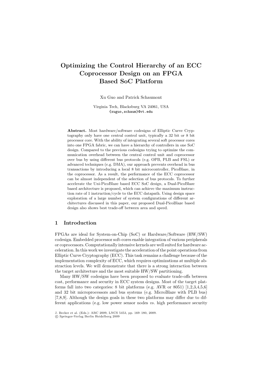 Optimizing the Control Hierarchy of an ECC Coprocessor Design on an FPGA Based Soc Platform