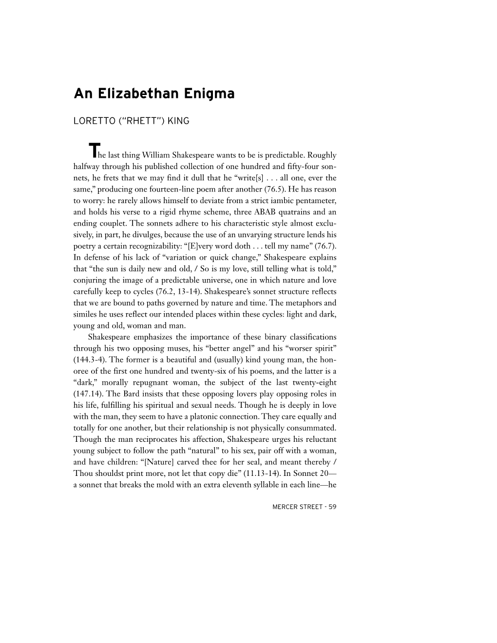 An Elizabethan Enigma