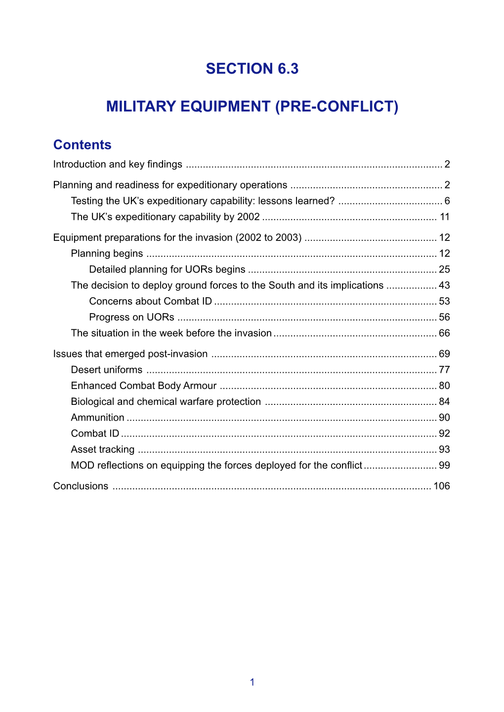 Section 6.3 Military Equipment (Pre