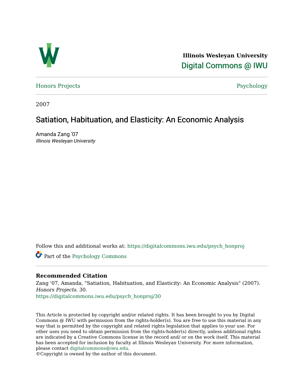 Satiation, Habituation, and Elasticity: an Economic Analysis