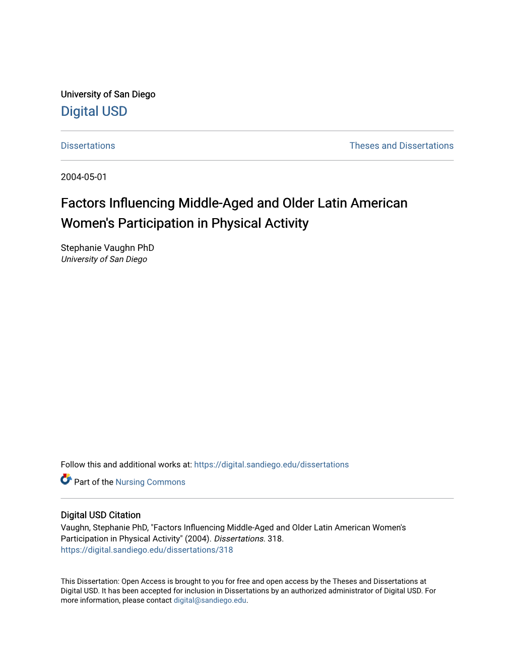 Factors Influencing Middle-Aged and Older Latin American Women's Participation in Physical Activity