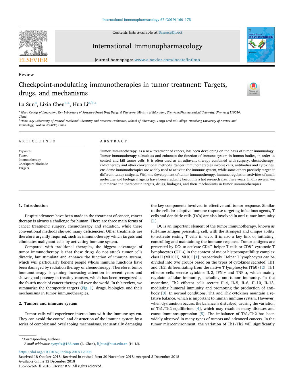 Checkpoint-Modulating Immunotherapies in Tumor