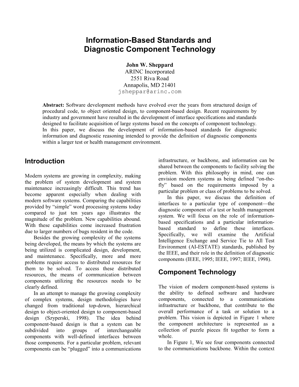 Information-Based Standards And Component Technology