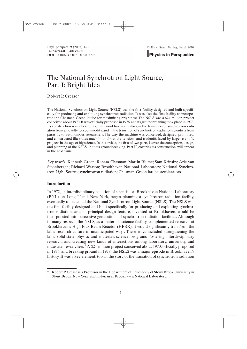 The High Flux Beam Reactor and Brookhaven National Laboratory