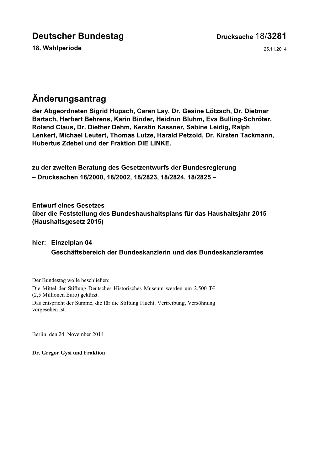 Deutscher Bundestag Änderungsantrag