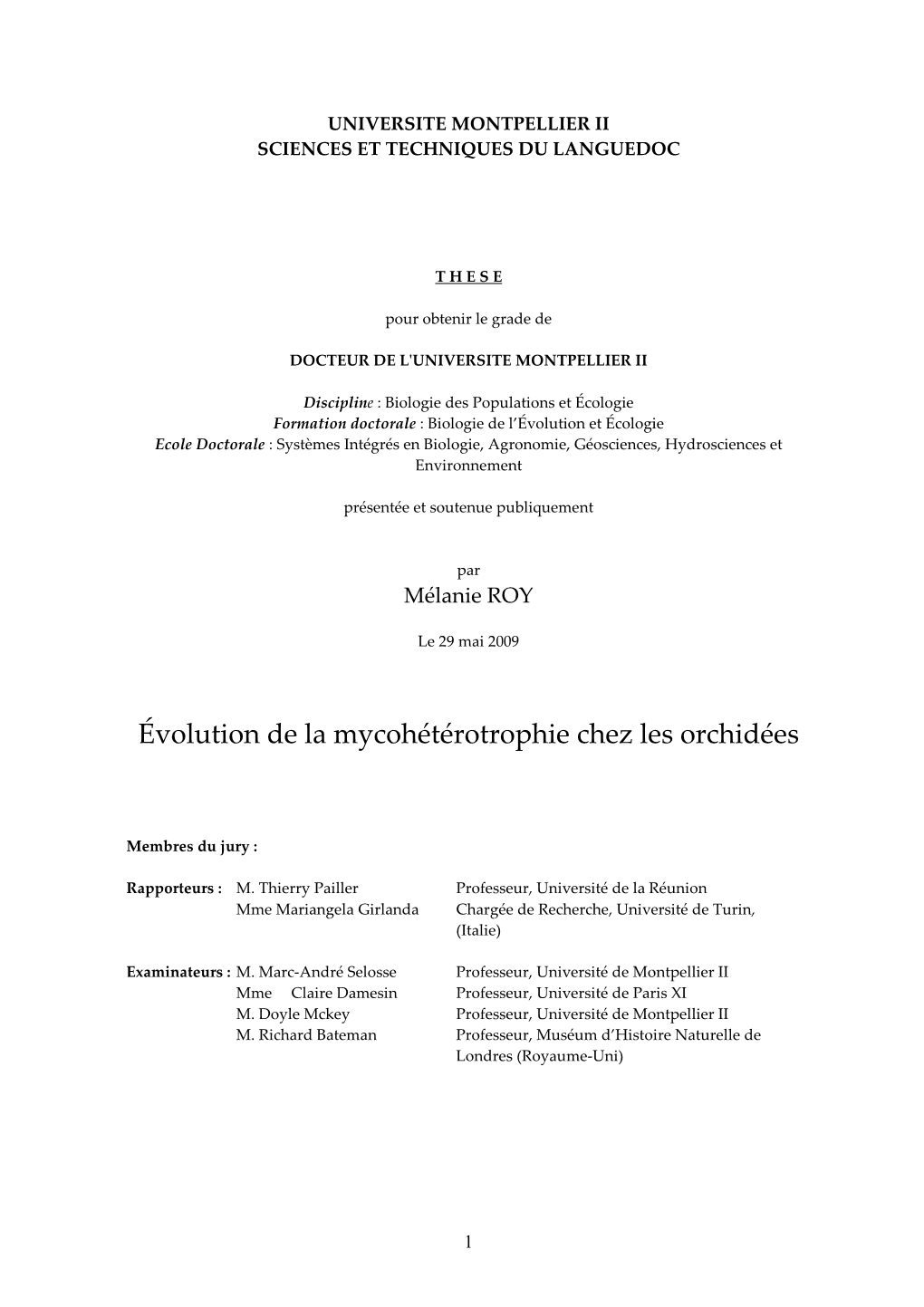 1Volution De La Mycohщtщrotrophie Chez Les Orchidщes