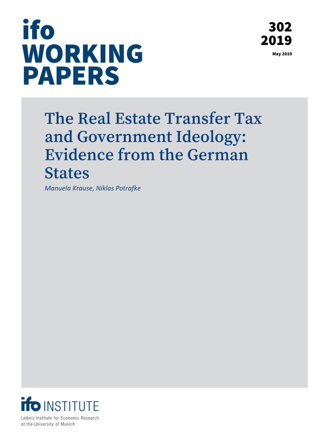 The Real Estate Transfer Tax and Government Ideology: Evidence from the German States