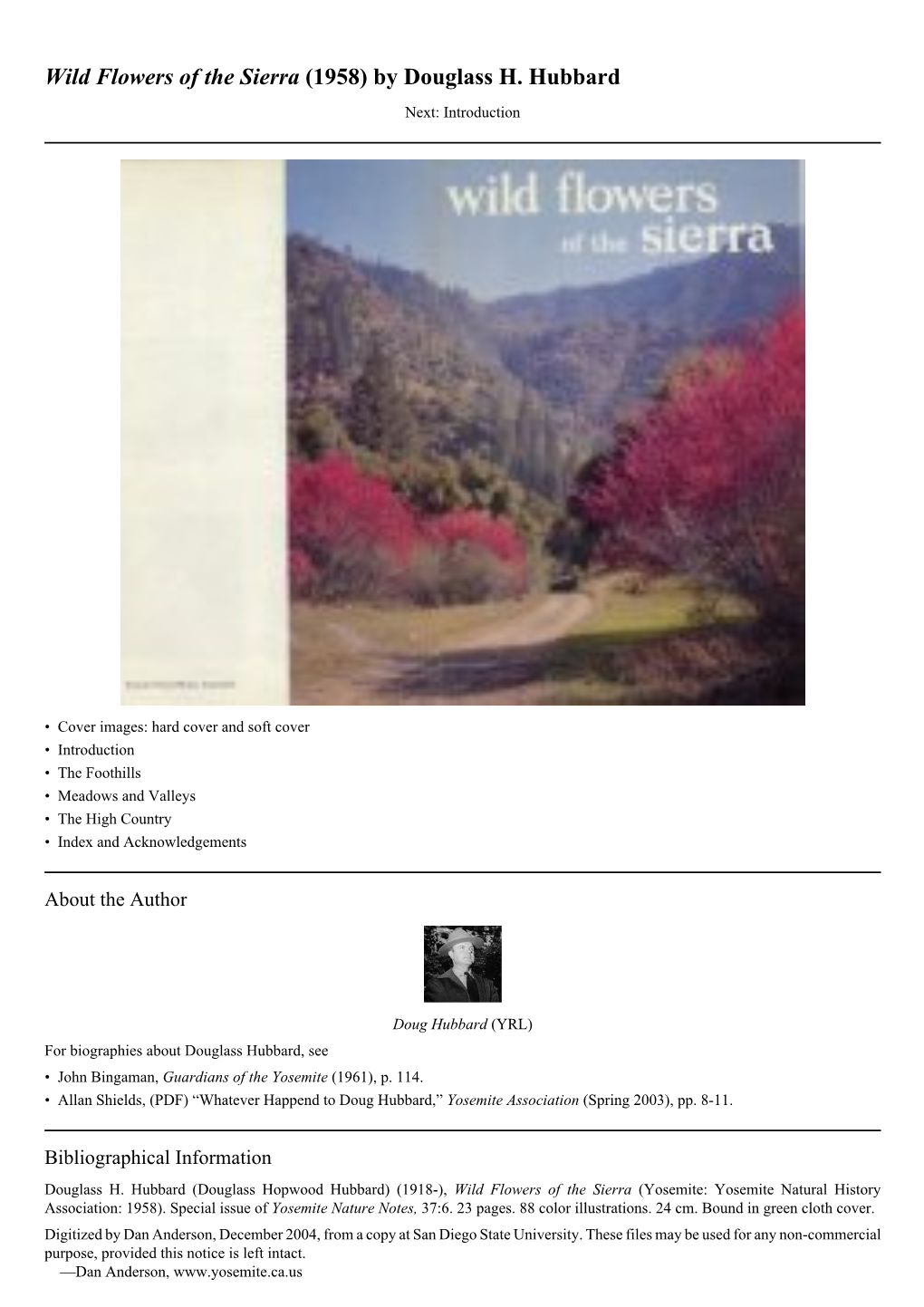 Wild Flowers of the Sierra (1958) by Douglass H. Hubbard